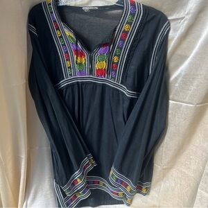 Vintage authentic Mexican embroidered tunic top, dress, or beach coverup